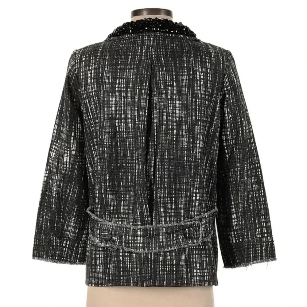 J. Crew Collection Grey Contessa Embellished Collar Tweed Blazer Jacket Size 4